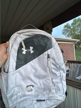 Under Armour White and Gray Men's Backpack with Logo Accent